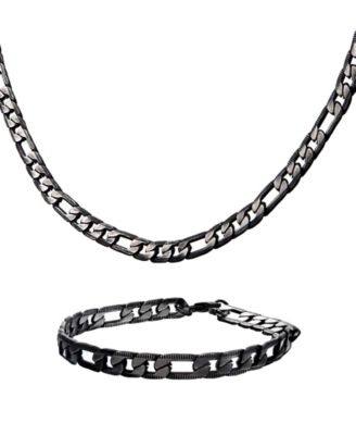 Figaro Chain Necklace and Bracelet Set 