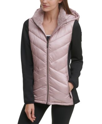 calvin klein performance colorblocked hooded down jacket