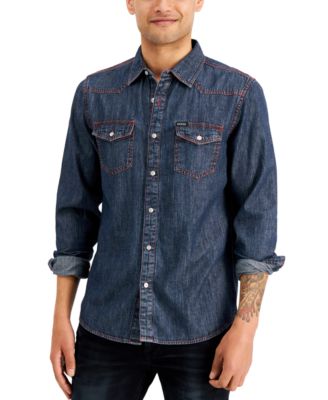 guess denim shirt mens