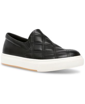 black quilted slip ons