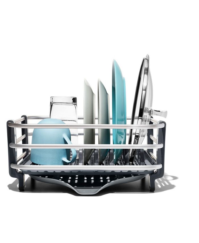 Oxo Aluminum Frame Dish Rack Reviews Home Macy S The adjustable drain board and removable utensil cup let you take control of your countertop. aluminum frame dish rack