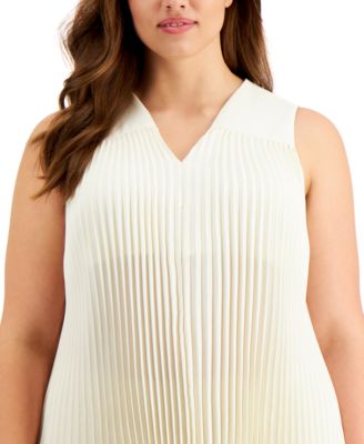 Alfani Plus Size Accordion-Pleat Blouse 