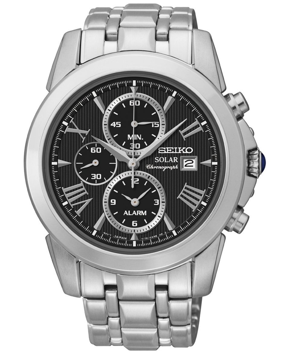 Seiko Mens Chronograph Le Grand Sport Solar Stainless Steel Bracelet Watch 42mm SSC193   Watches   Jewelry & Watches