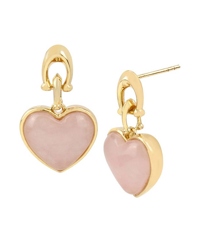 COACH Carved Rose Quartz Heart Drop Earrings & Reviews - Earrings ...