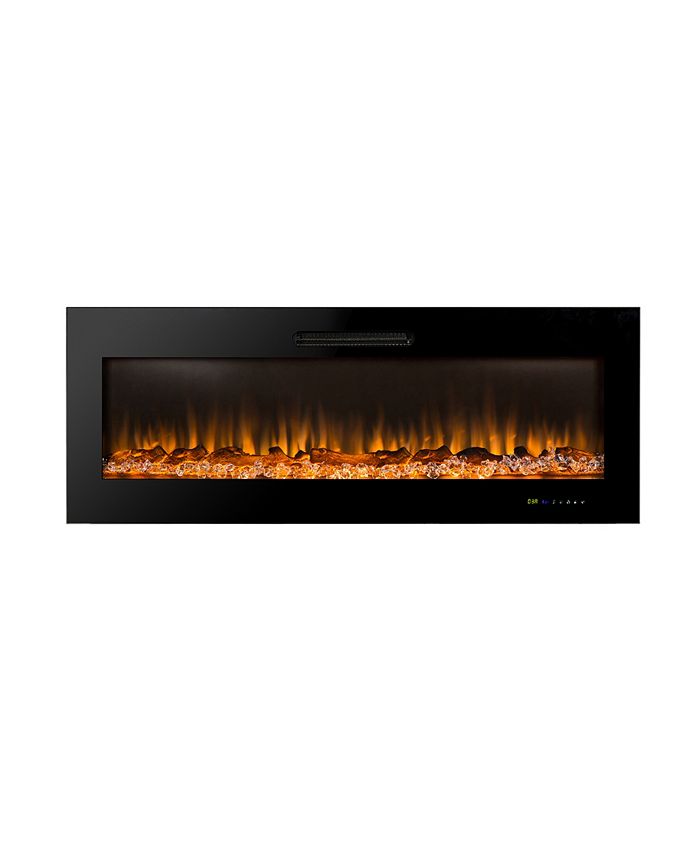 Glitzhome Oak Plus 50" Wall Mounted or Recessed Electric Fireplace