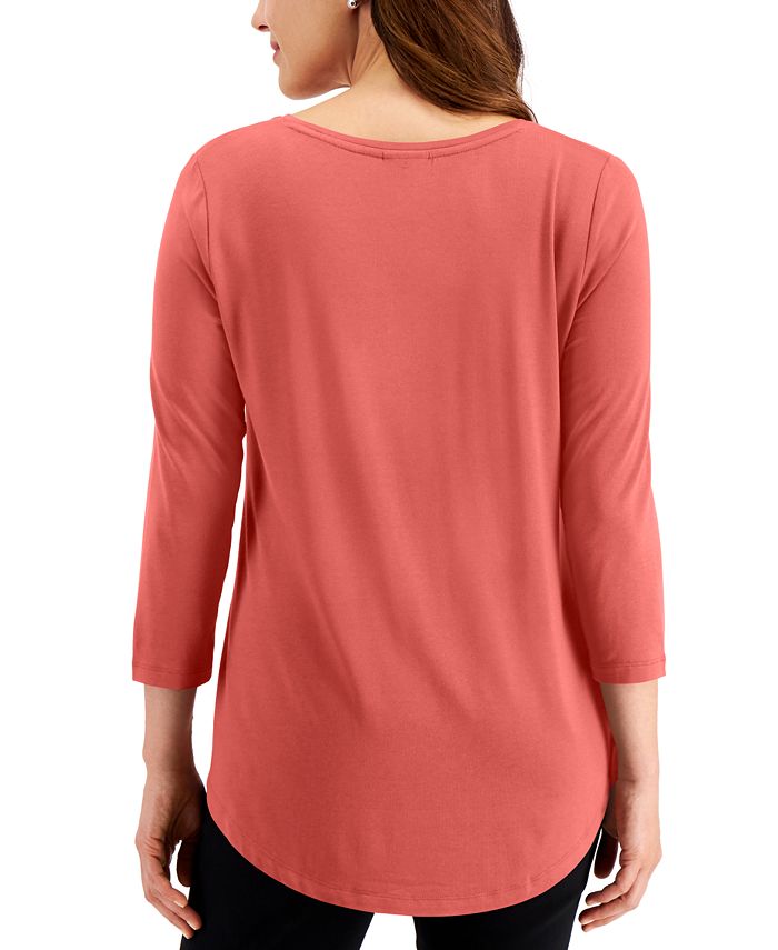 JM Collection 3/4-Sleeve Solid Top, Created for Macy's & Reviews - Tops ...