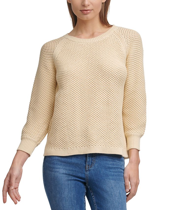 Calvin Klein Open-Weave Cotton Sweater & Reviews - Sweaters - Women ...