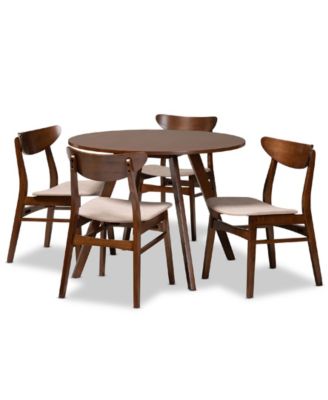 Обеденный гарнитур Philip Mid-Century Modern Transitional, обитый тканью, из 5 предметов, коричнево-бежевый