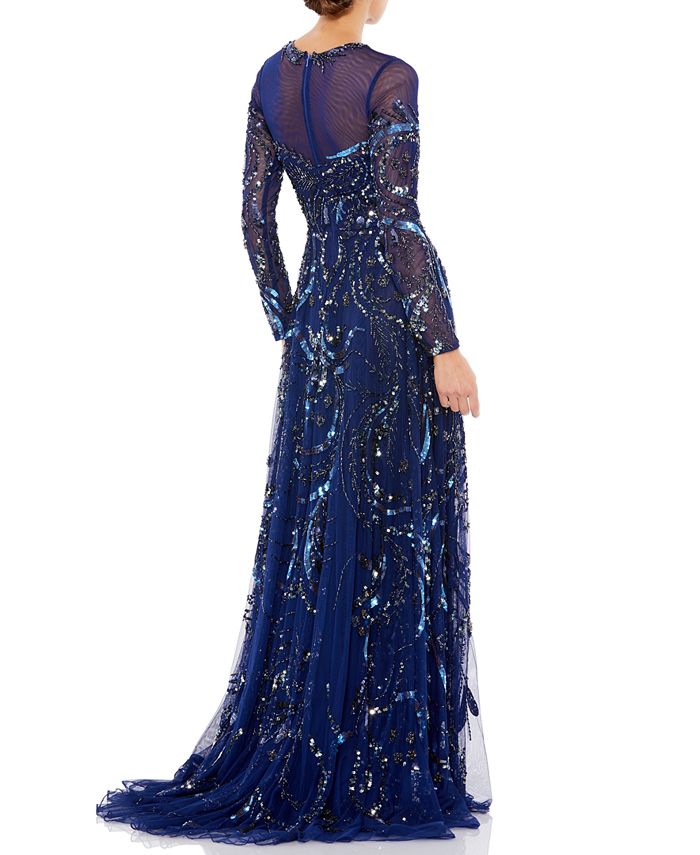 mac duggal sparkle mesh gown