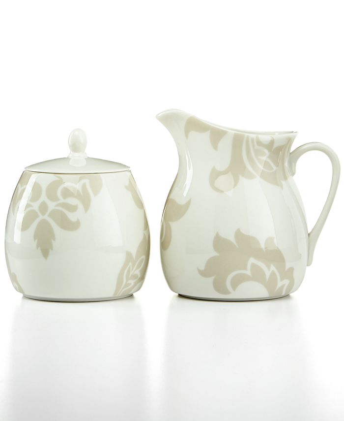 Martha Stewart Collection Lisbon Gray Sugar Bowl and Creamer Set