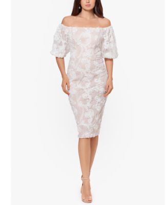 xscape off the shoulder lace dress