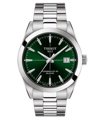 Мужские швейцарские автоматические часы Tissot Gentleman Powermatic 80 с кремниевым браслетом из нержавеющей стали 40 мм