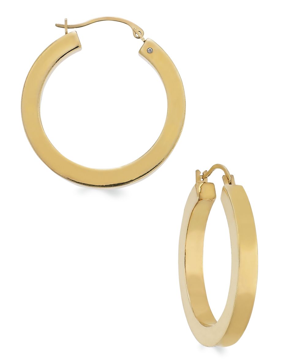 Signature Gold Square Tube Hoop Earrings in 14k Gold over Resin