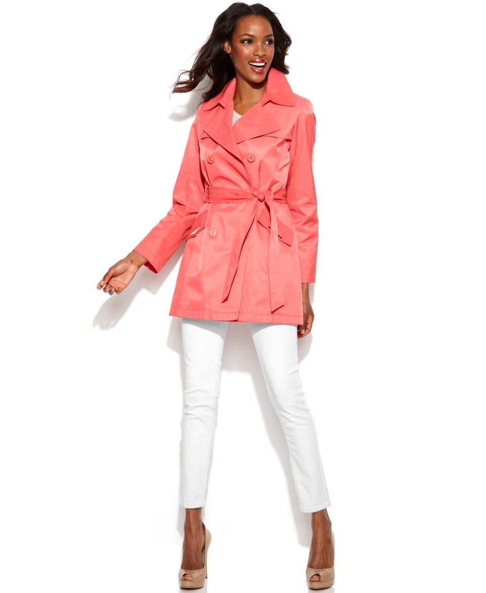 Tahari Ruffle Trim Belted Trench Coat   Coats   Women