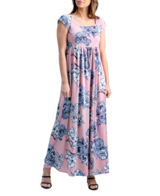 Rose Pleated Empire Waist Maxi Dress 
