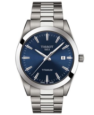 Мужские швейцарские часы Tissot Gentleman с титановым браслетом серого цвета 40 мм