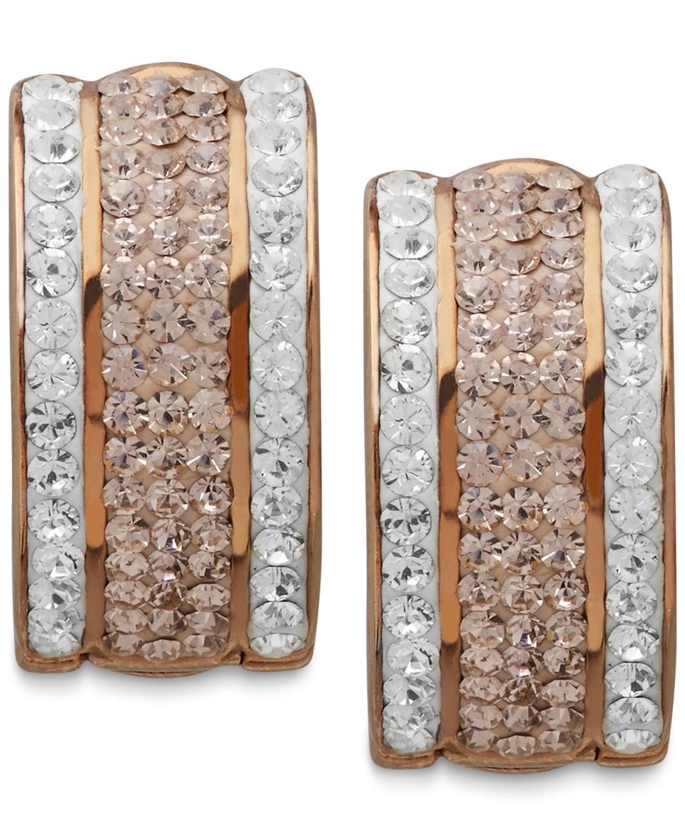 Kaleidoscope 18k Rose Gold over Sterling Silver Swarovski Crystal Hoop Earrings (1 3/8 ct. t.w.)   Earrings   Jewelry & Watches