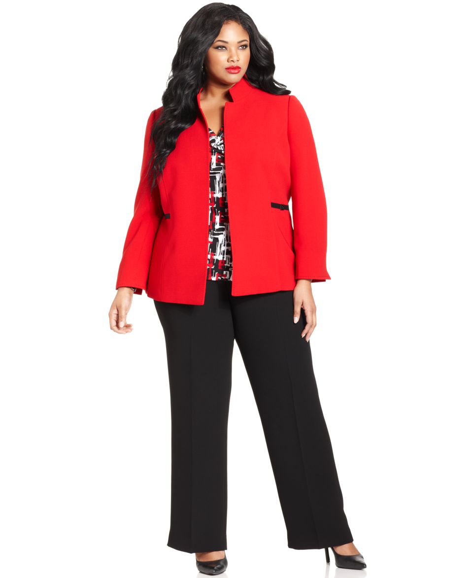 Tahari by ASL Plus Size Contrast Blazer Pantsuit   Suits & Separates   Plus Sizes