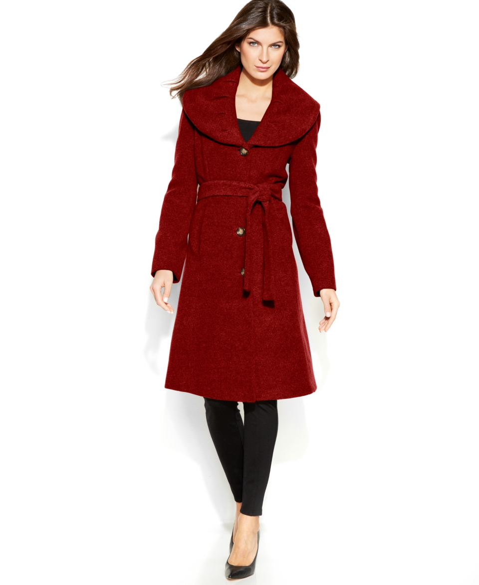 Calvin Klein Shawl Collar Belted Walker Coat   Coats   Women