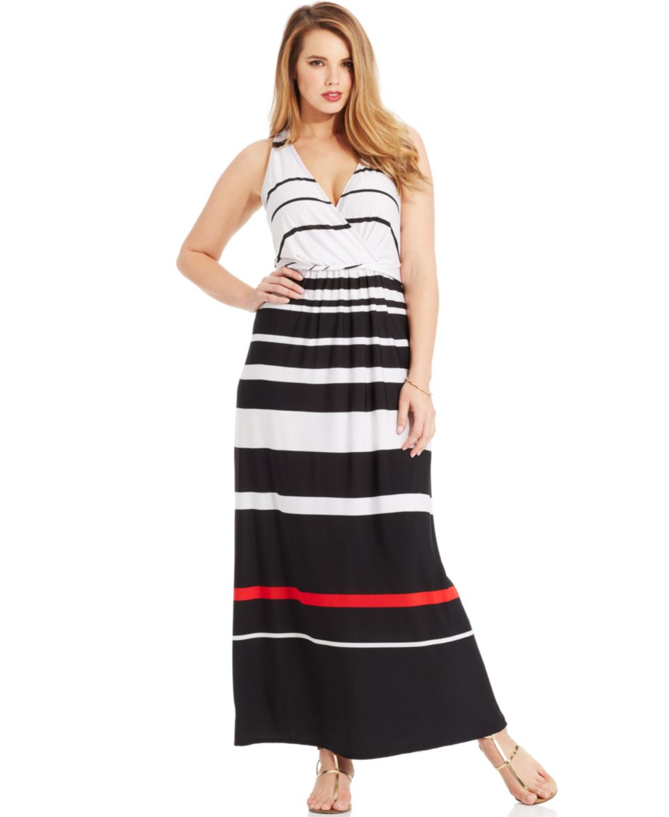ING Plus Size Sleeveless Colorblocked Maxi Dress   Dresses   Plus Sizes