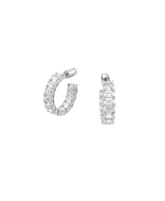 Серьги-кольца Millenia с белым цирконием Swarovski восьмиугольной огранки