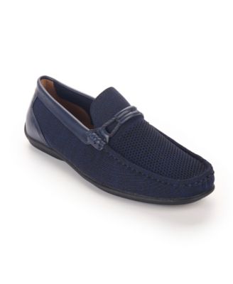 Мужские вязаные мокасины для вождения Aston Marc с кружевным ремешком синего цвета