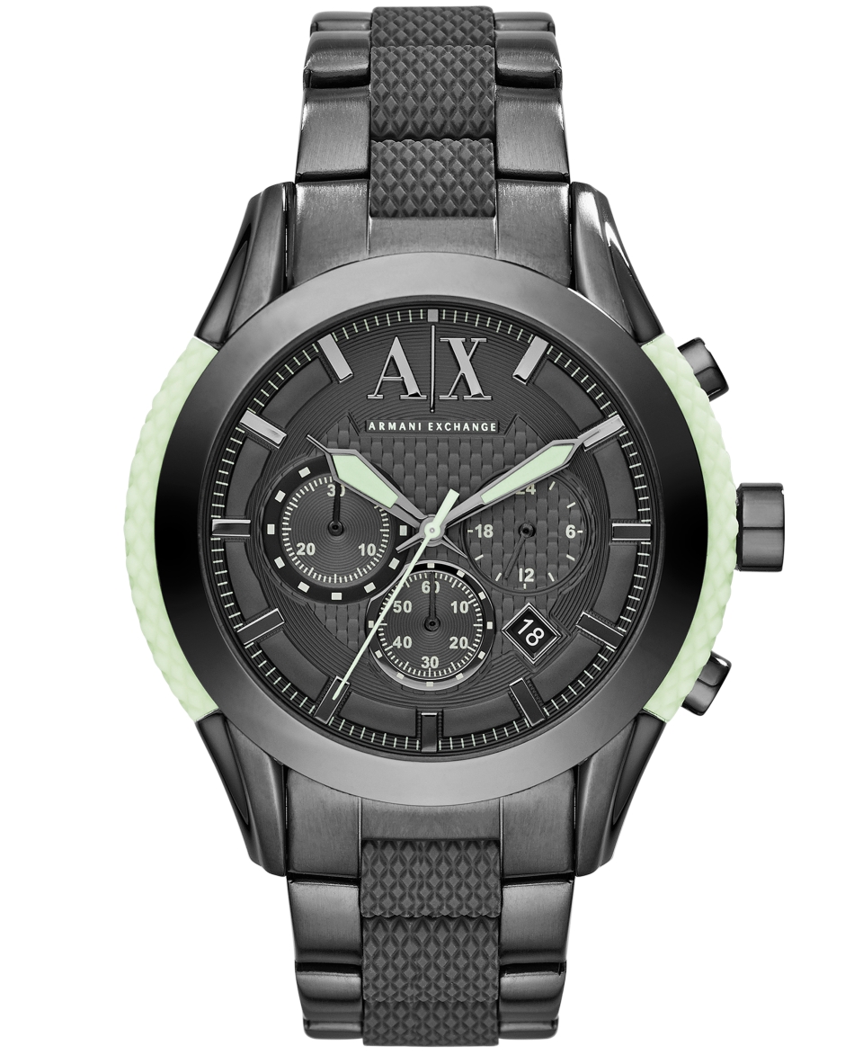 AX Armani Exchange Mens Chronograph Gray Silicone and Gunmetal Ion Plated Stainless Steel Bracelet Watch 47mm AX1385   Watches   Jewelry & Watches