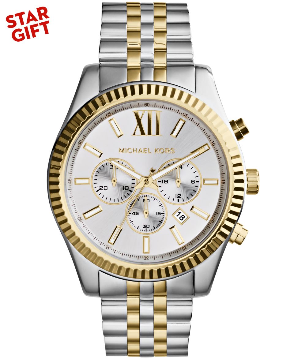 Michael Kors Mens Chronograph Lexington Gold Tone Stainless Steel