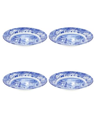 Итальянские суповые миски Spode Blue с ободком, набор из 4 штук