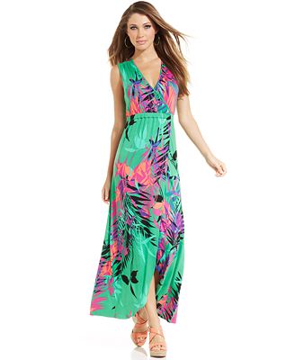 Spense Petite Tropical-Print Tulip-Hem Maxi Dress - Dresses - Women ...