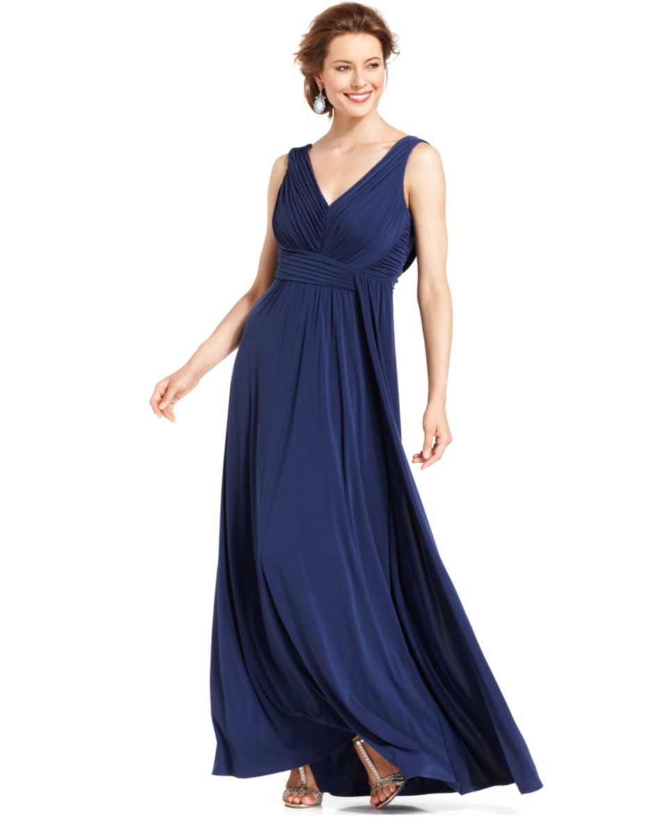 Sangria Sleeveless Draped Cowl Back Gown   Dresses   Women