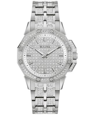 Женские часы-браслет Bulova Crystal Octava из нержавеющей стали с кристаллами 34 мм