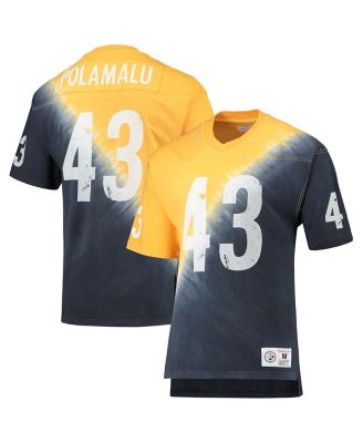 Мужская футболка Mitchell & Ness Troy Polamalu золотисто-черного цвета с именем и номером игрока 