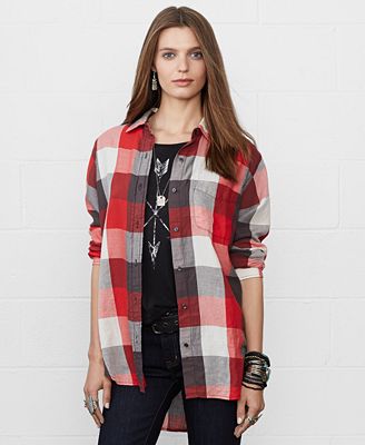 Denim & Supply Ralph Lauren Long-Sleeve Plaid Flannel Shirt - Tops ...
