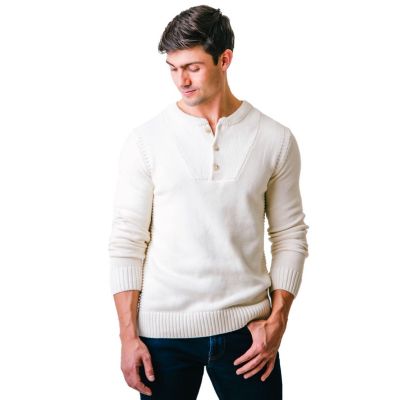 Мужской свитер Henley из органического хлопка Hope - Henry с длинным рукавом и деталями из ребристого трикотажа