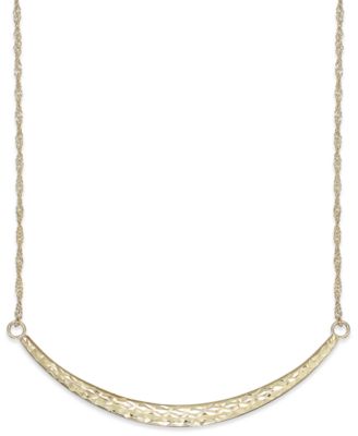 Diamond-Cut Curved Bar Pendant Necklace 