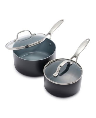 Набор кастрюль GreenPan Valencia Pro из керамики с твердым анодированным покрытием и антипригарным покрытием на 2 и 3 литра с крышками
