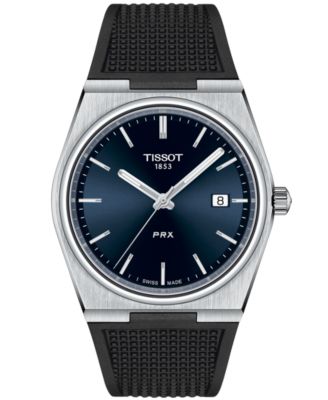 Мужские швейцарские часы Tissot PRX с черным каучуковым ремешком 40 мм