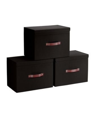 Складное ведро для хранения белья Ornavo Home из 3 упаковок с ручками и крышкой из искусственной кожи