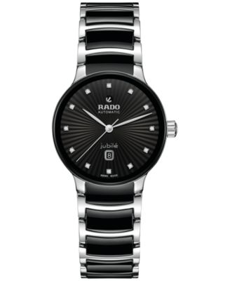 Женские швейцарские автоматические часы Rado с бриллиантом Centrix (1/20 карата), черные высокотехнологичные часы-браслет из керамики и нержавеющей стали, 31 мм
