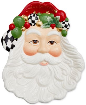 Черно-белое печенье в форме Рождественской елки для тарелки Санты