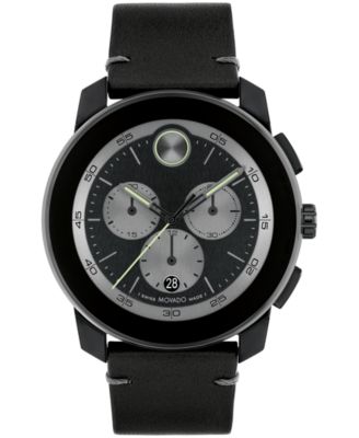 Мужские часы Movado Bold TR90 со швейцарским кварцевым хронографом из черной кожи 44 мм