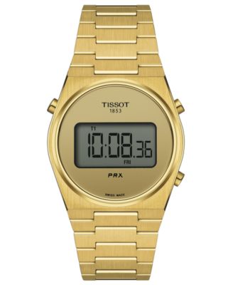 Tissot Унисекс Цифровые часы PRX Gold PVD с браслетом из нержавеющей стали 35 мм