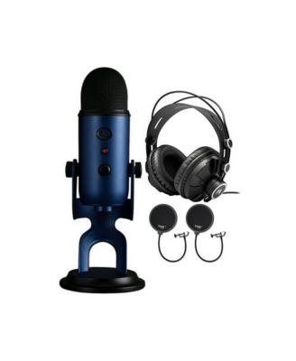 Синие микрофоны Комплект USB-микрофона Yeti с наушниками и поп-фильтром синего цвета