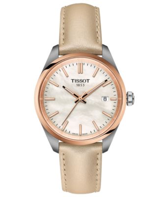 Часы Tissot Unisex Swiss PR 100 кремового цвета с кожаным ремешком 34 мм