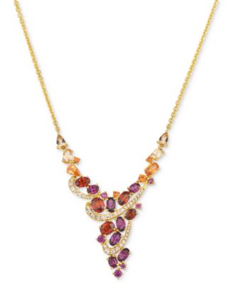 Колье Le Vian® с несколькими драгоценными камнями (5-1,8 карата) и ванильным бриллиантом (1/3 карата) из золота 14 карат, удлинитель 19 дюймов + 2 дюйма, без цвета.