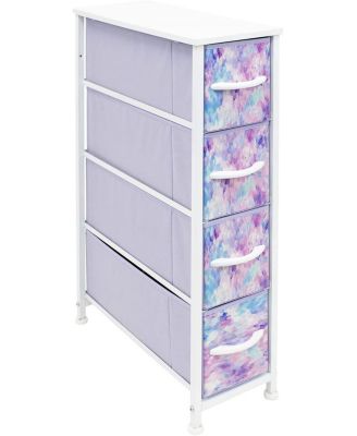 Комод-башня Sorbus Narrow с 4 выдвижными ящиками, тонкий металлический каркас с тканевыми выдвижными ящиками, компактный органайзер для хранения вещей для дома
