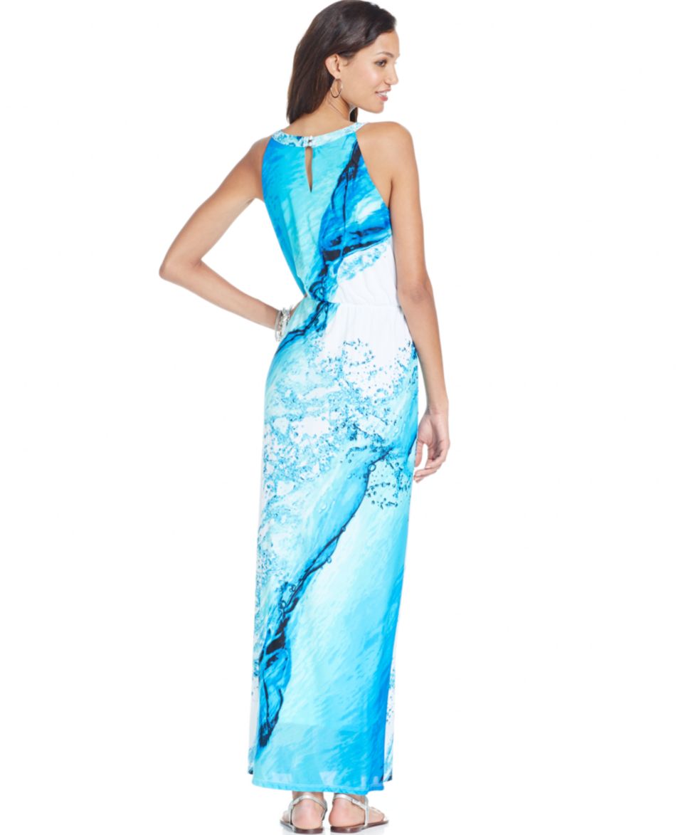 Style&co. Water Printed Blouson Maxi Dress   Dresses   Women