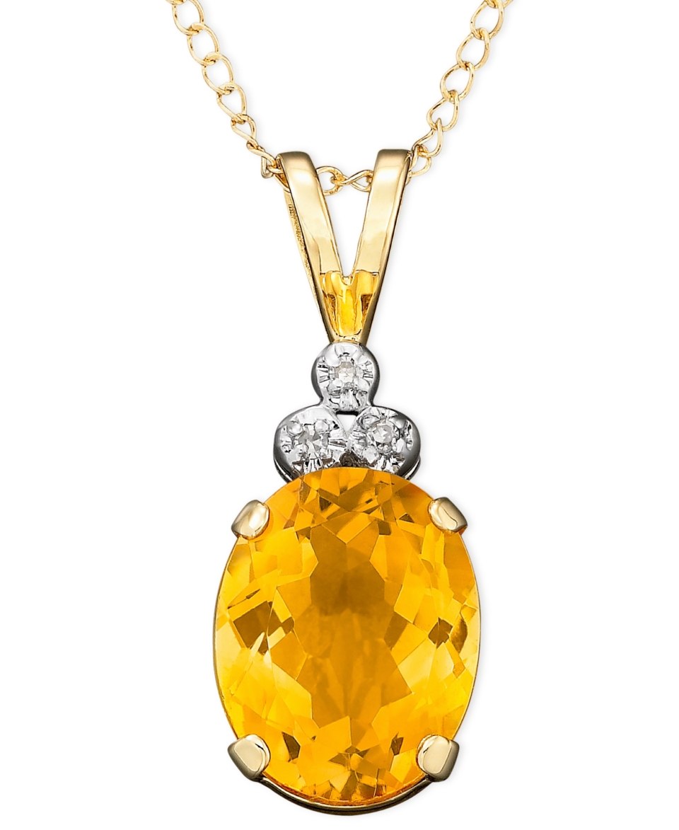 10k Gold Citrine & Diamond Accent Pendant   Necklaces   Jewelry & Watches