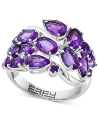 Кольцо со смешанной огранкой граната EFFY® (5-1/ 2 карата) из чистого серебра (также с аметистом) фиолетового цвета